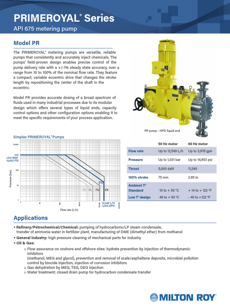 Primeroyal Series: API 675 Metering Pump | PDF | Pump | Valve