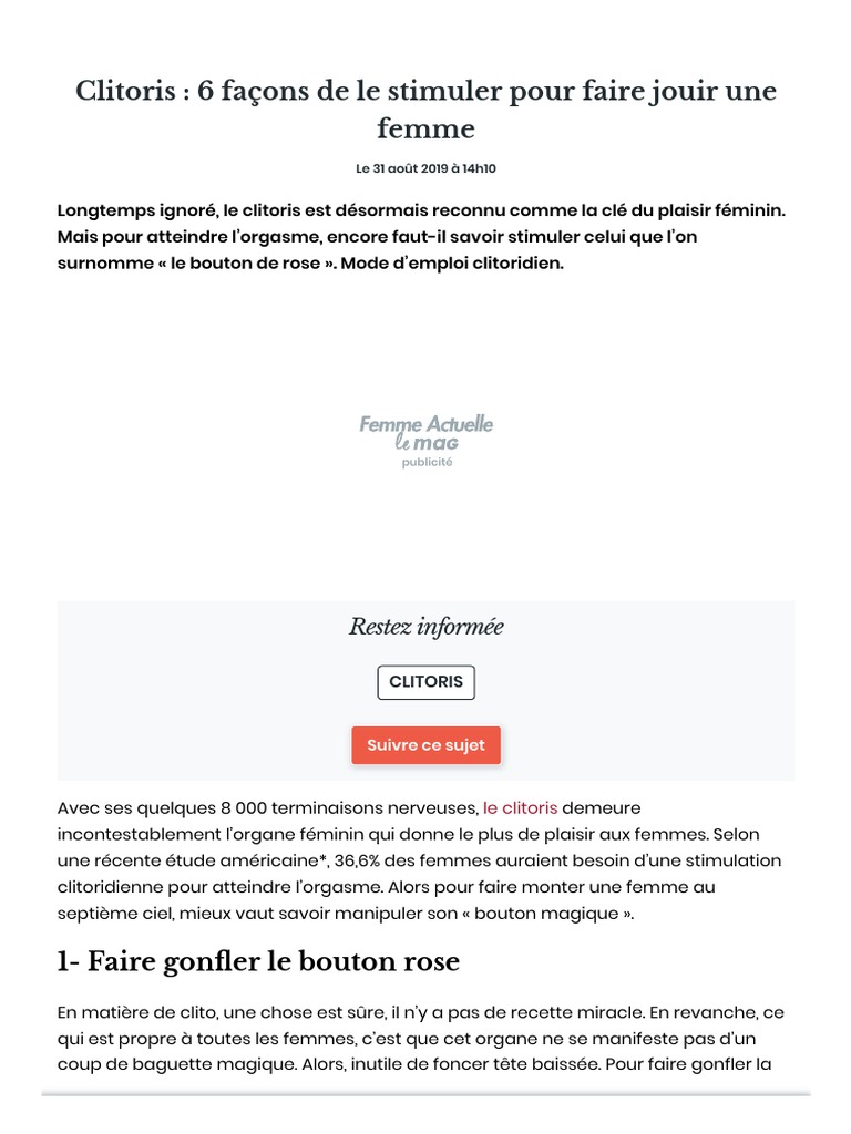 6 Techniques pour Stimuler le Clitoris PDF Clitoris Position sexuelle — free download