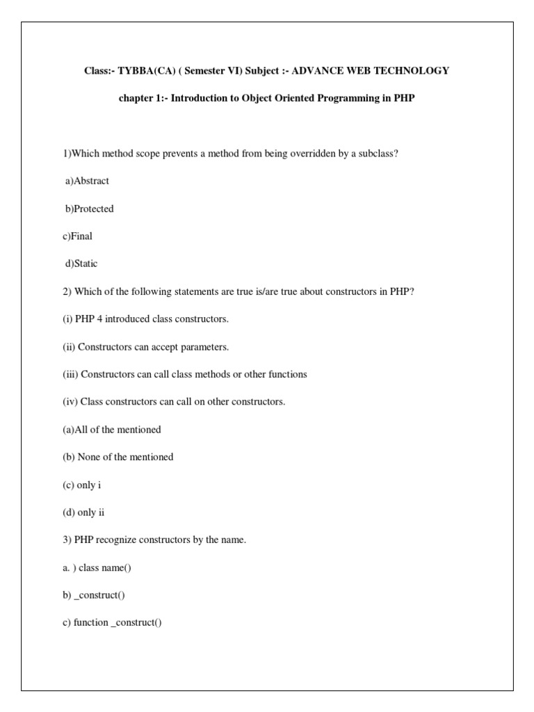 PHP Object-Oriented Programming Basics | PDF | Ajax (Programming ...