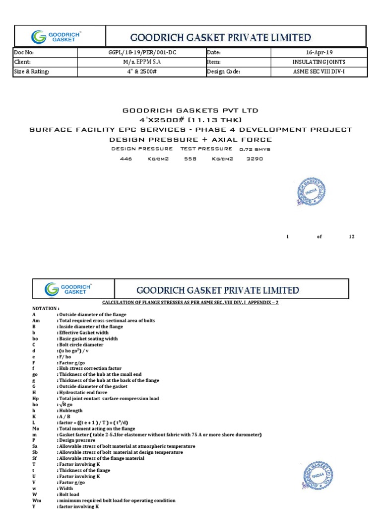 Goodrich Gaskets PVT LTD 4"X2500 (11.13 THK) Surface Facility Epc