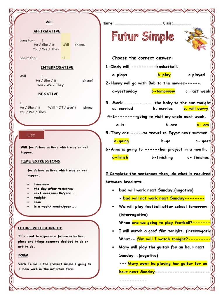 Future Tense Practice for Students | PDF | Syntax | Morphology