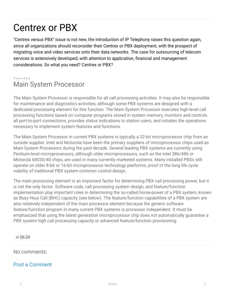 Telecom Decision: Centrex or PBX? | PDF | Microprocessor | Central ...