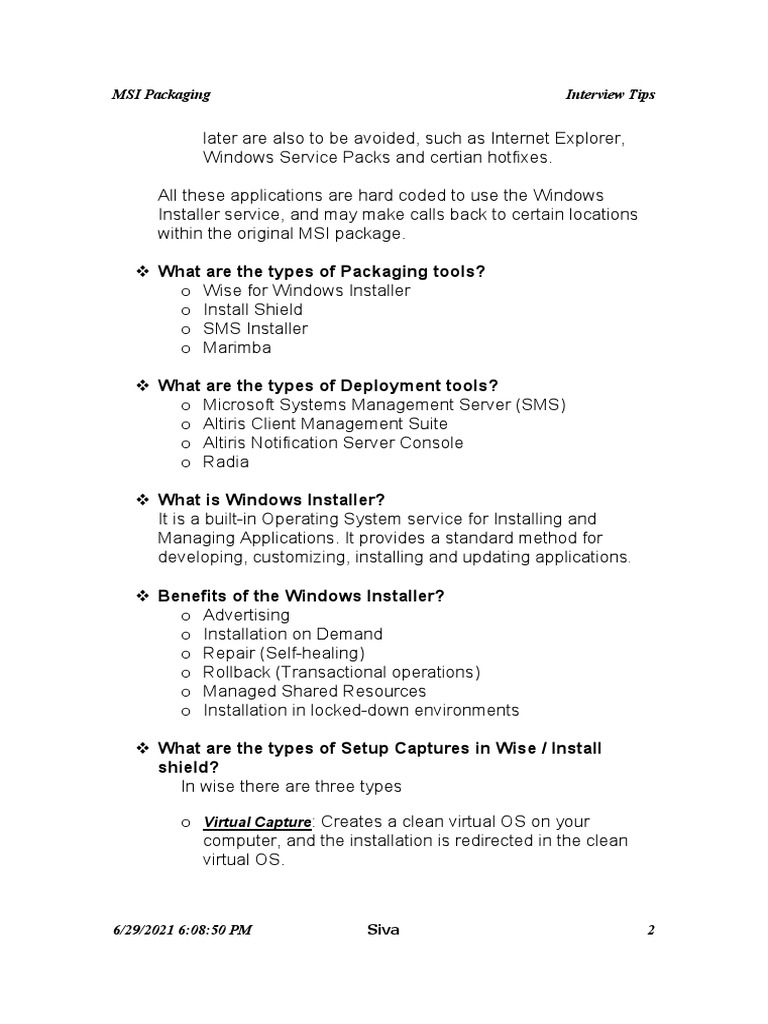 MSI Packaging and Deployment Tools | PDF