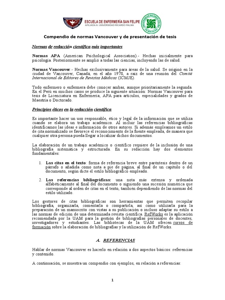 Normas Vancouver para autores