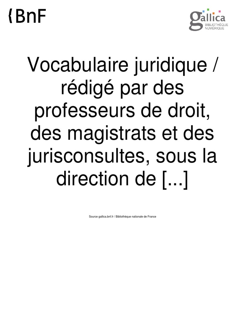 Vocabulaire Juridique - Capitant - N5470791 - PDF - 1 - 1DM