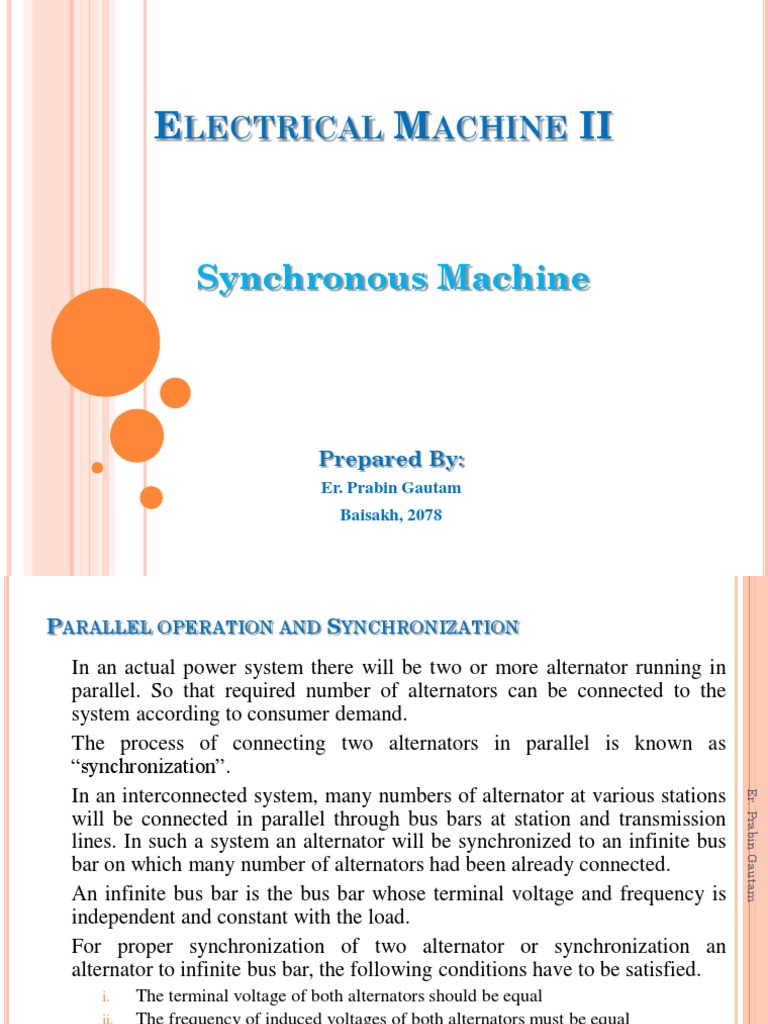 Synchronous Machine Synchronization Guide | PDF | Ac Power | Electric ...