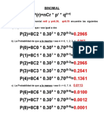 Cálculo de probabilidades mediante la distribución binomial en diferentes problemas