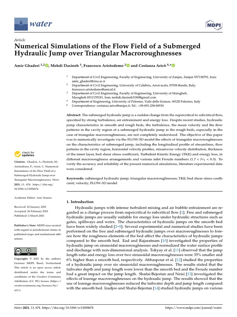 Water: Numerical Simulations of The Flow Field of A Submerged Hydraulic ...