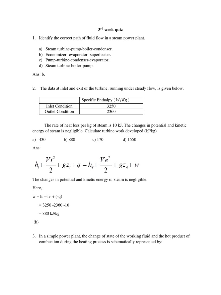 3 Week Quiz PDF Steam Steam Engine