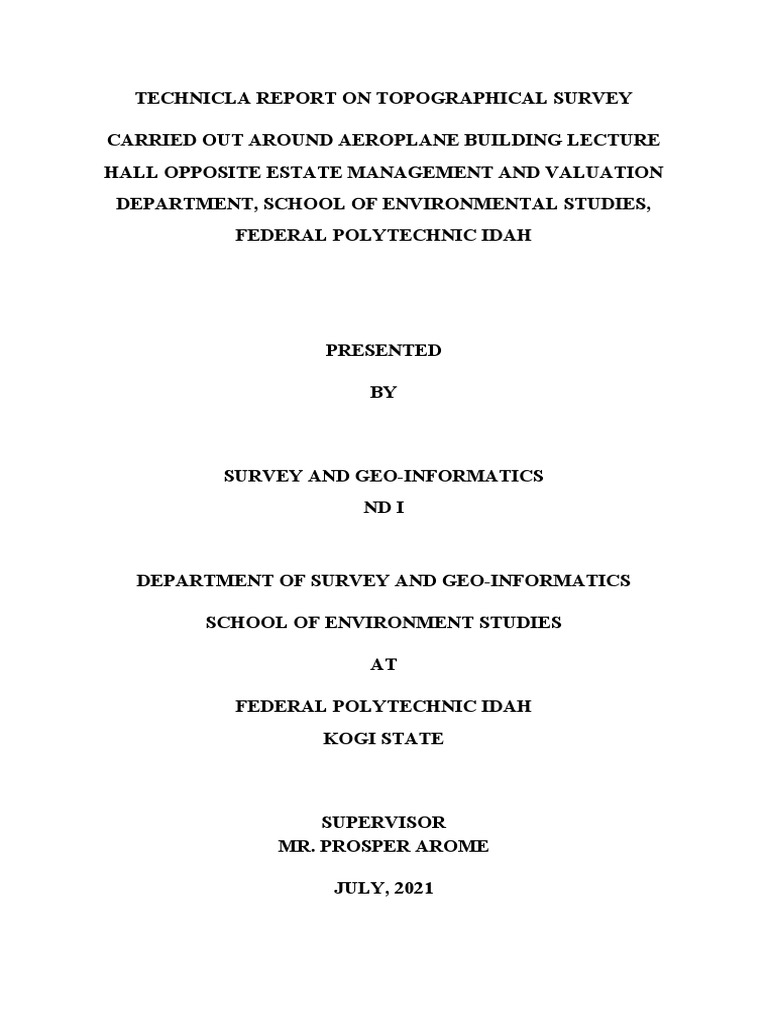 Topographical Survey Report for Idah | PDF | Surveying | Scientific ...