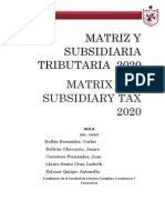 Matriz y subsidiaria tributaria 2020: análisis de gastos y responsabilidad