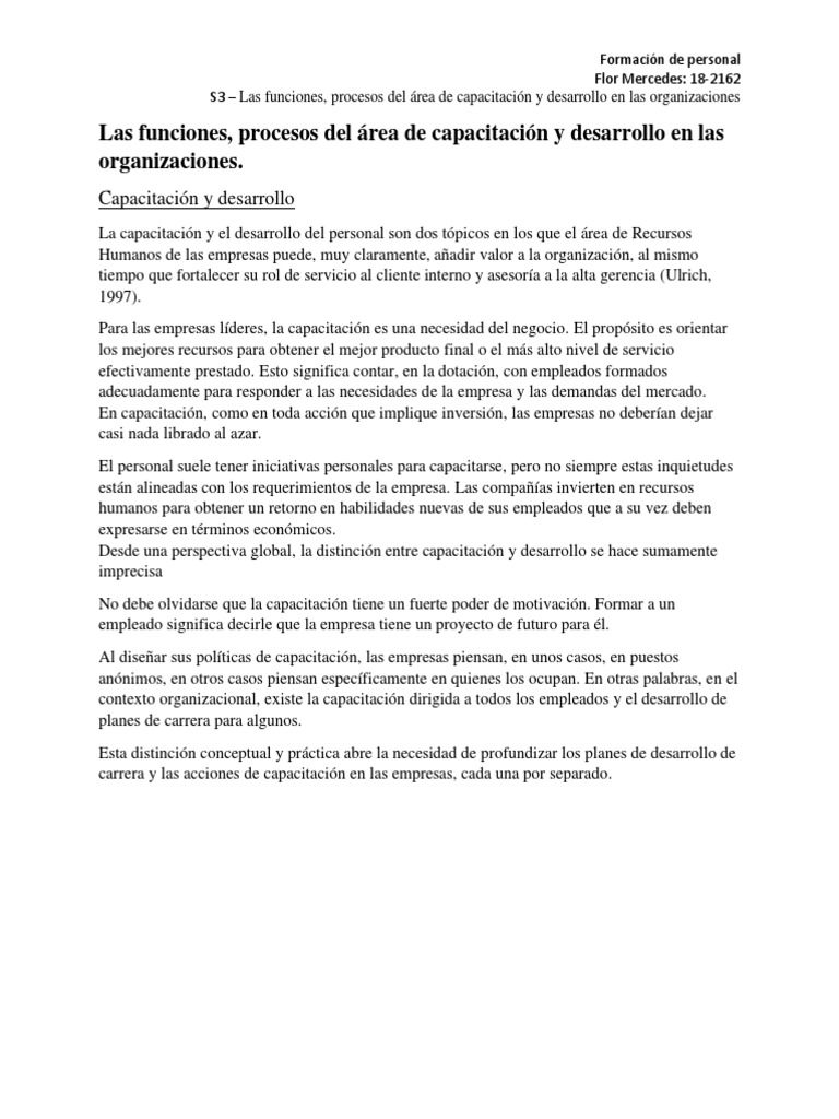 Capacitación y Desarrollo del Personal | PDF | Empresas | Gestión de ...