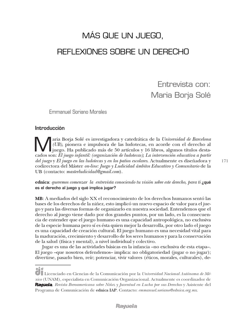 Derecho al Juego en la Infancia | PDF | Infancia | Exclusión social