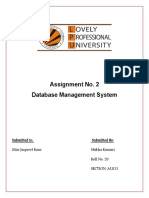 Assignment No. 2 Database Management System
