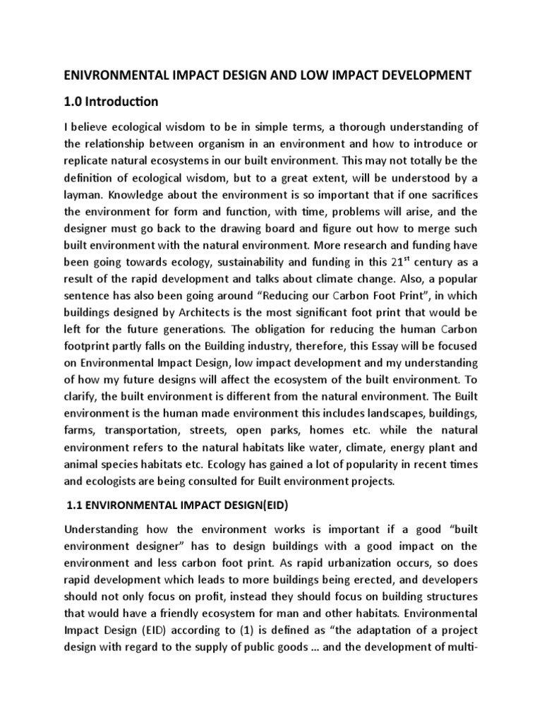 Environmental Impact Design Overview | PDF | Stormwater | Environmental ...