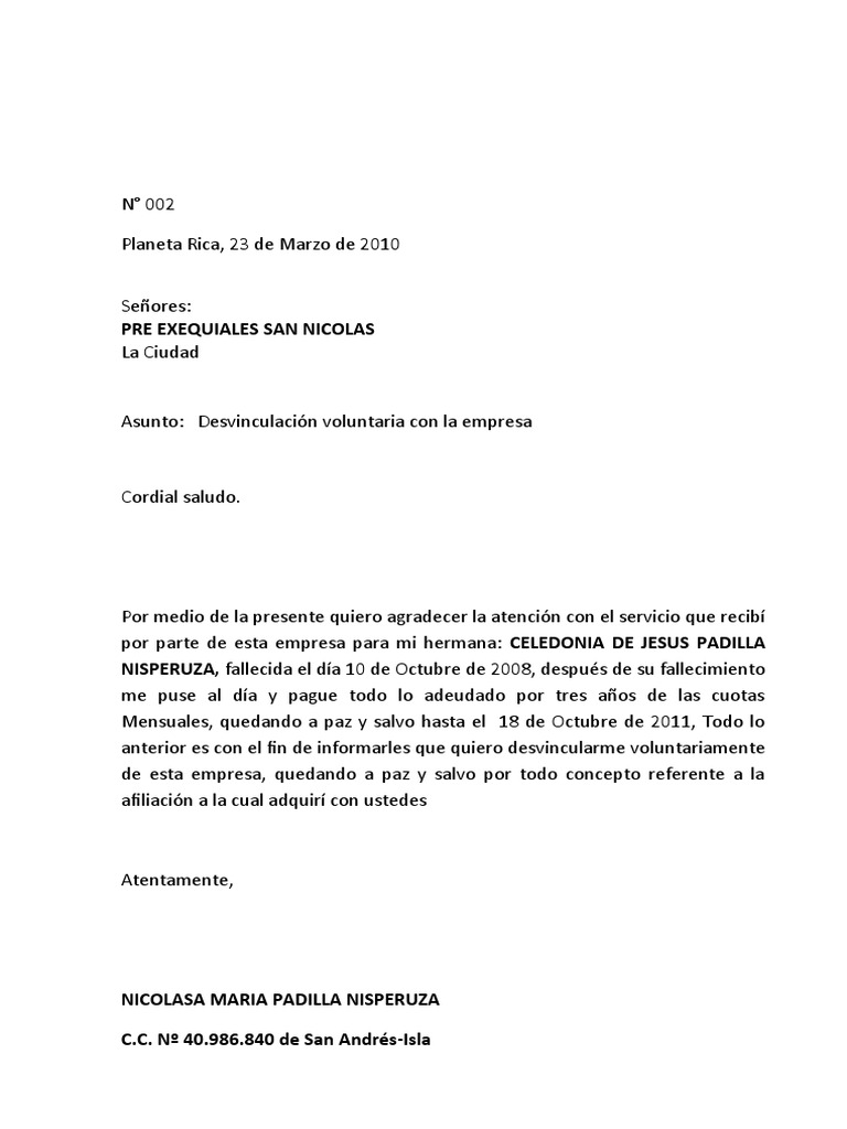 EJEMPLO DE CARTA ESTILO BLOQUE EXTREMO (YULYS)
