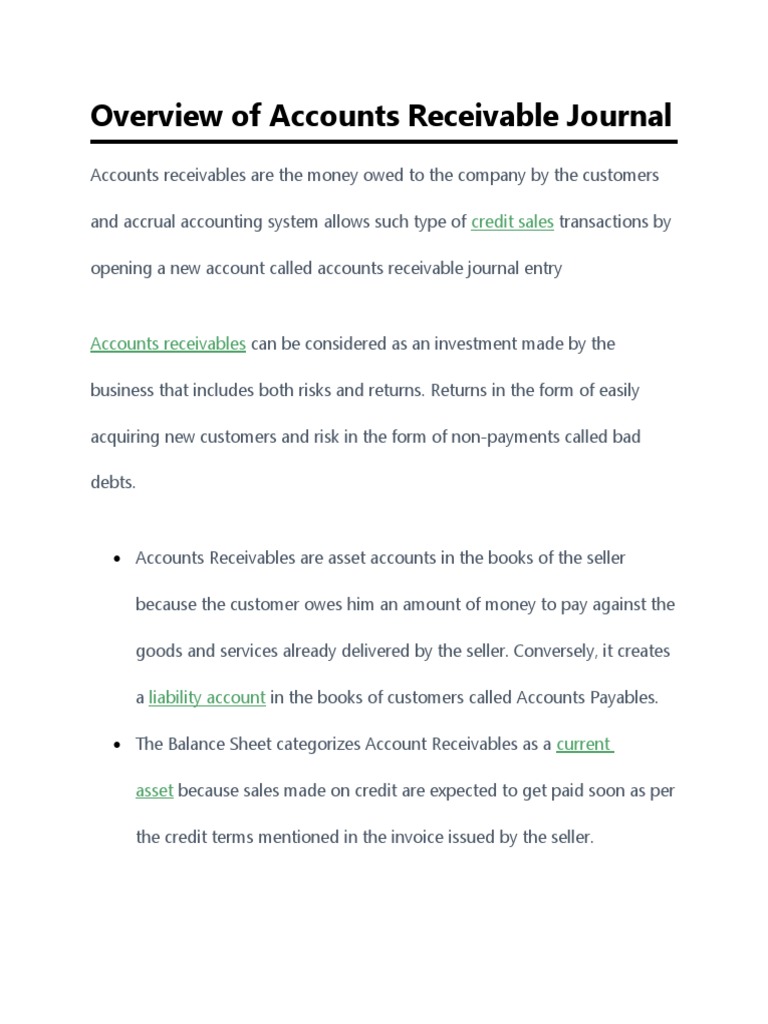 Accounts Receivable Journal Overview | PDF | Debits And Credits | Accrual