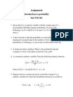 Assignment: Introduction To Probability Stat NM-102