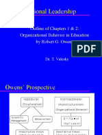 Educational Leadership: Outline of Chapters 1 & 2: Organizational Behavior in Education by Robert G. Owens