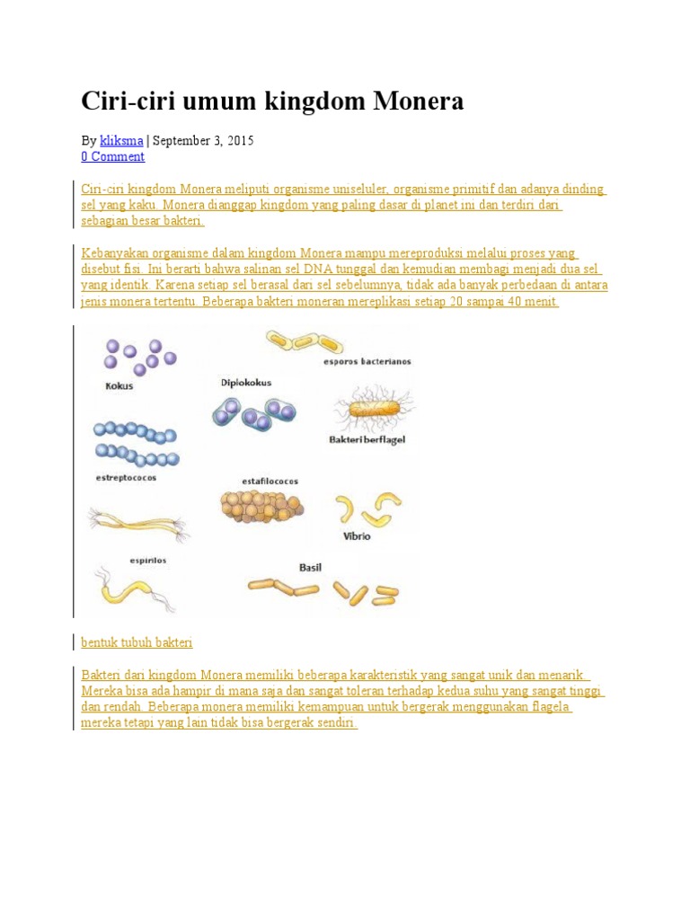 Ciri Umum Kingdom Monera 2 | PDF | Sains & Matematika