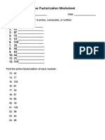 Prime Factorization Worksheet - Identify Numbers and Factorize