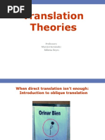 Translation Theories: Professors: Marvin Hernández Milenia Reyes