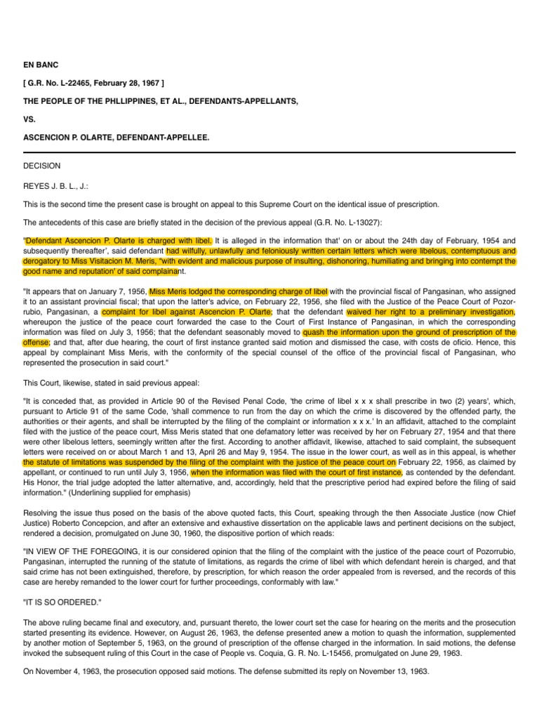 The Supreme Court Upholds the "Law of the Case PDF Statute Of Limitations Brief (Law)