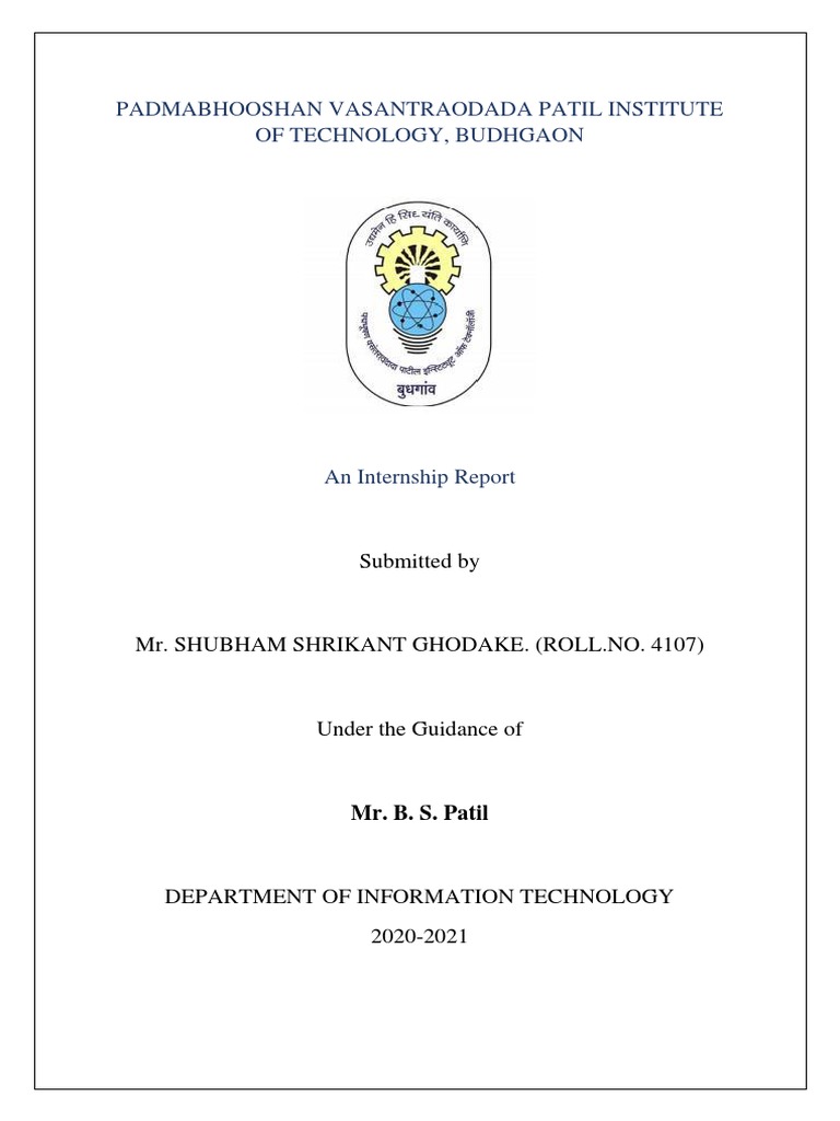 Shubham Ghodake (4107) - Internship Report | PDF | Android (Operating ...