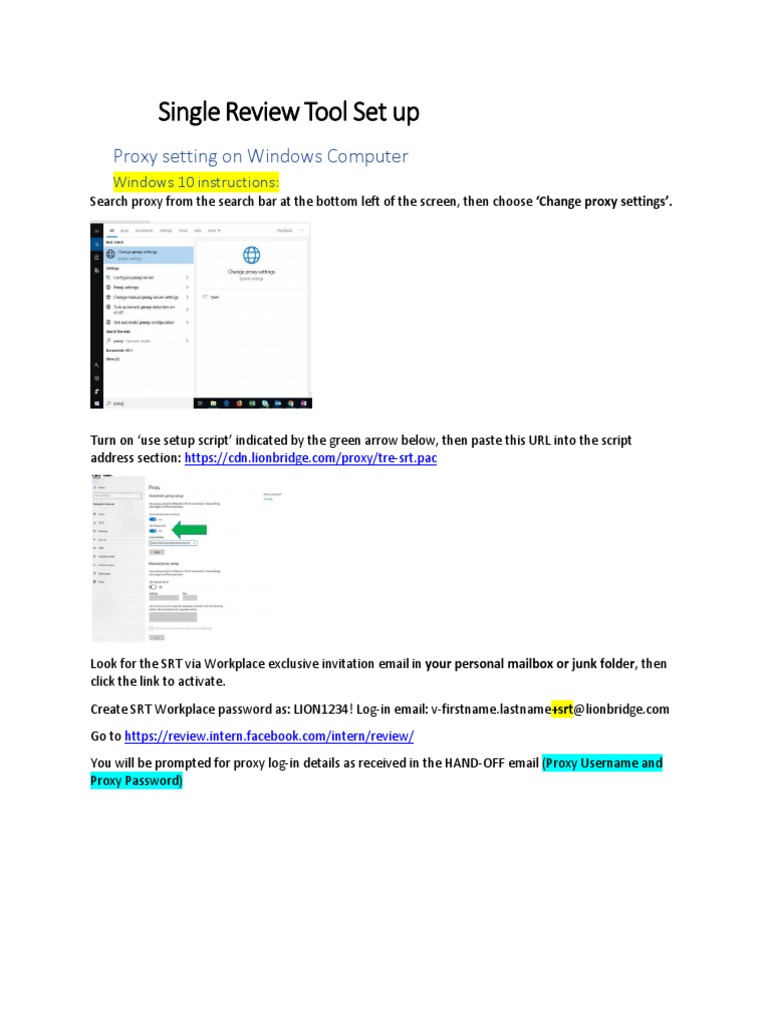 SRT Tool Setup Instructions | PDF | Proxy Server | System Software