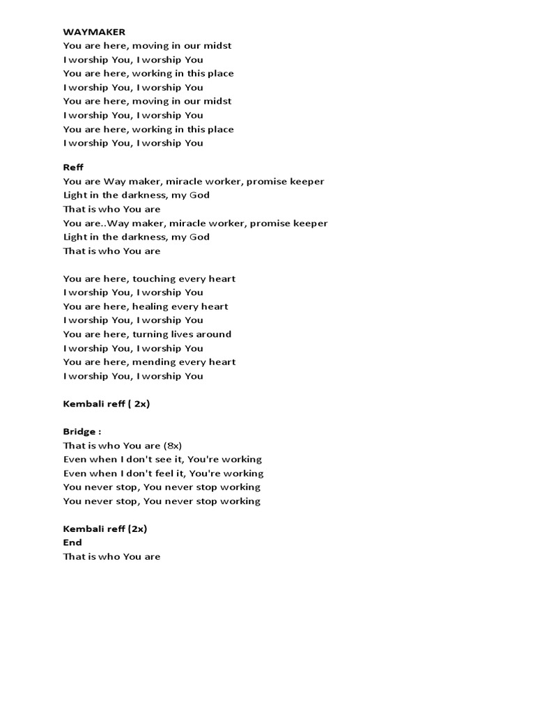 Way Maker Lyrics and Chords | PDF