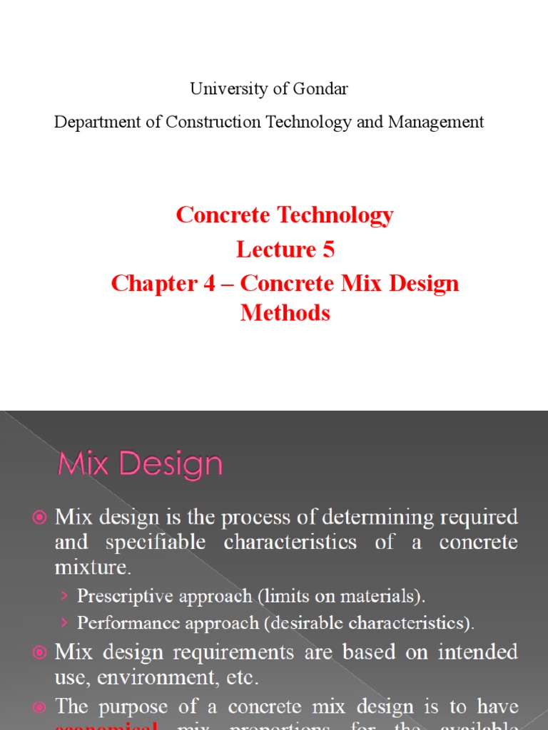 Concrete Technology Chapter 4 Concrete Mix Design Methods PDF