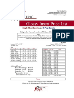 Glossy Insert Price List: Single Sheet Inserts