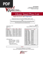 Glossy Insert Price List: Single Sheet Inserts