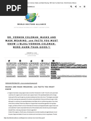 Dr. Vernon Coleman_ Masks and Mask Wearing_ 100 Facts You Must Know - World Doctors Alliance