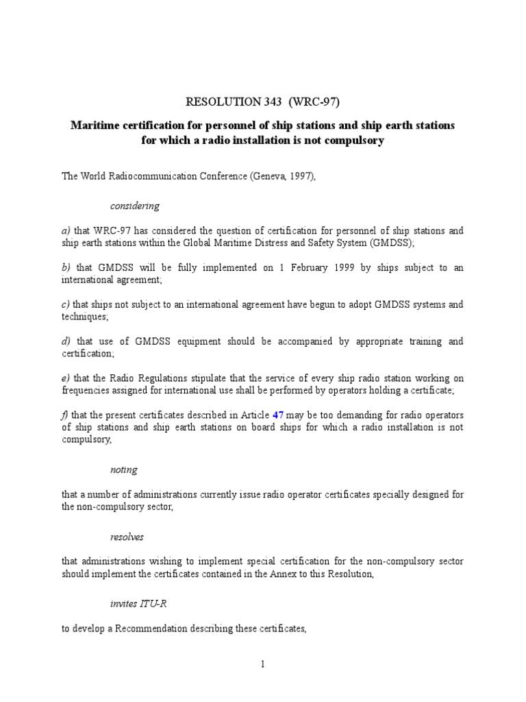 Form - or - Extras Din Reglementari Internationale UIT - Rezolutia 343 ...