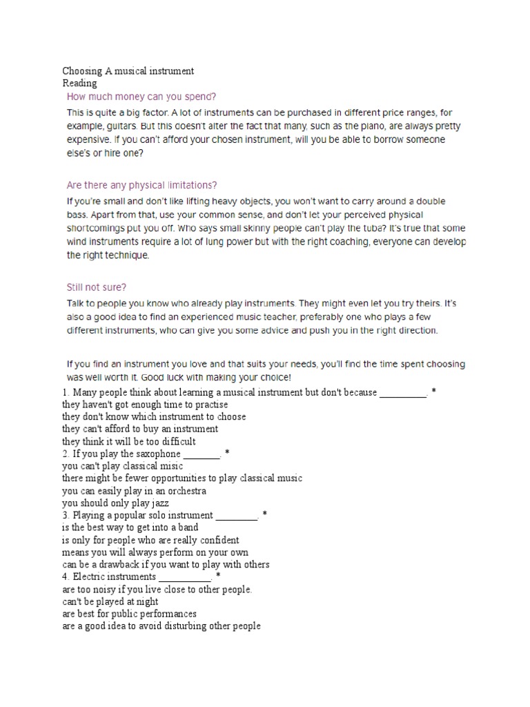 How to Choose the Right Instrument | PDF