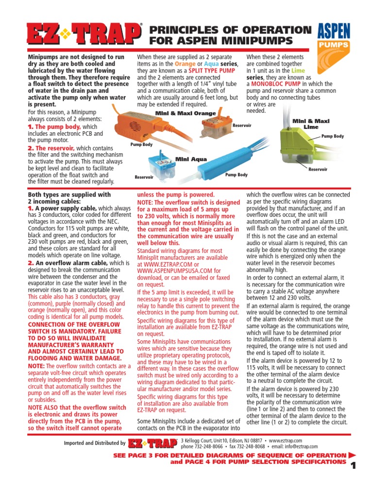 Aspen Pumps Operation Manual | Switch | Electrical Wiring