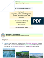 CE-402: Irrigation Engineering Irrigation, Indus Basin Irrigation System, Irrigation Types and Methods