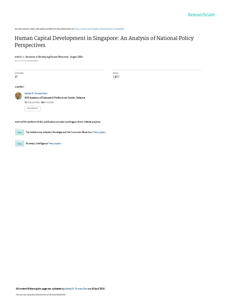 Human Capital Development in Singapore An Analysis | PDF | Human ...