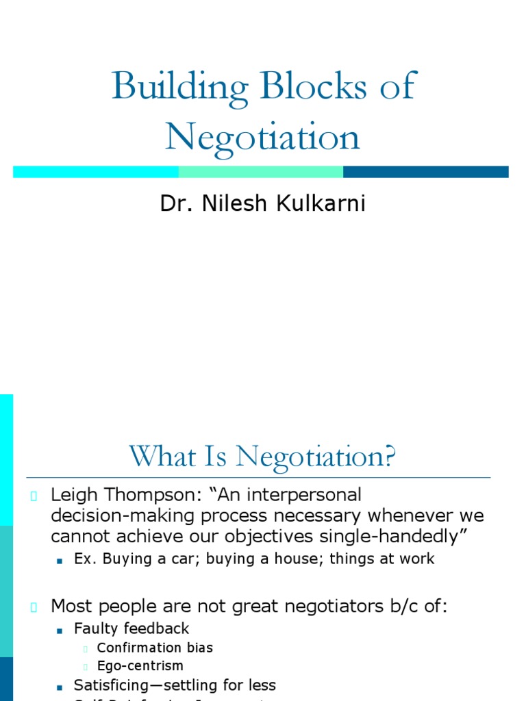 Building Blocks of Negotiation: Dr. Nilesh Kulkarni | PDF | Sales ...