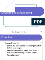 HTML Chapter 4 Text Formatting: Developing A Web Site 1