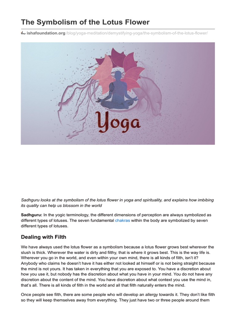 The Symbolism of The Lotus Flower PDF Mind Philosophical Theories