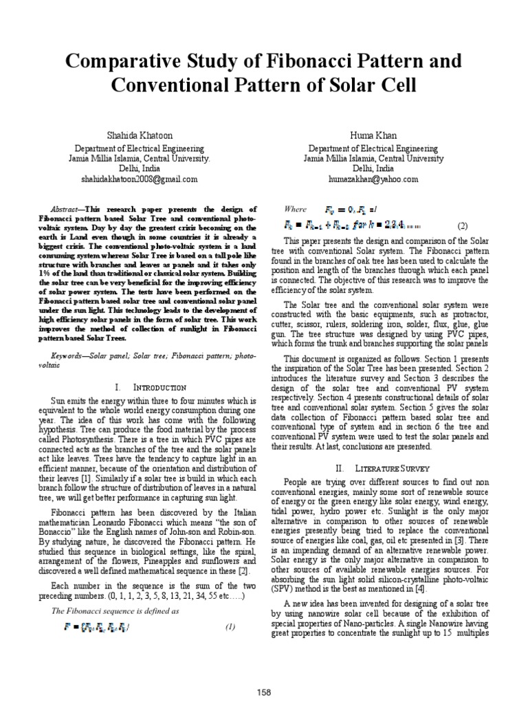 Fibonacci Solar Tree vs. Conventional PV Systems | PDF | Photovoltaics ...