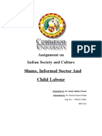 Slums, Informal Sector and Child Labour: Assignment On Indian Society and Culture