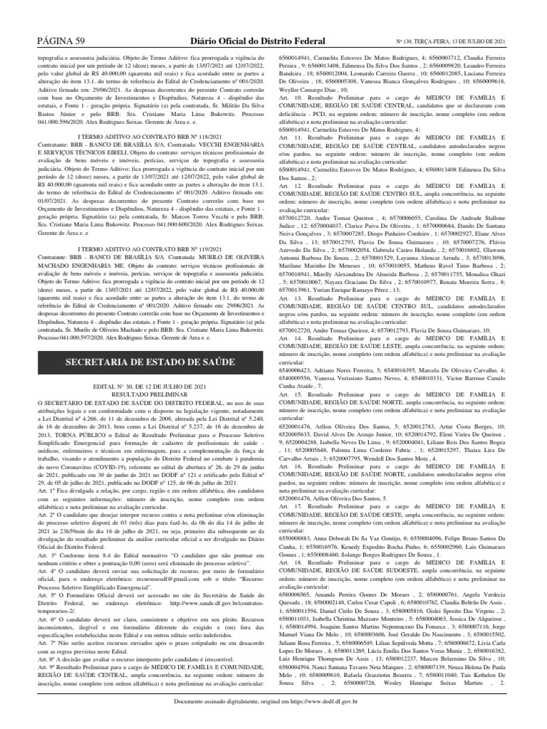 DODF 130 13-07-2021 INTEGRA-pages-59-112 | PDF | Brasil | Bem-estar