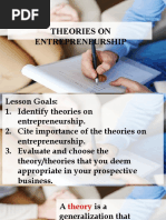 Lesson 3 - THEORIES OF ENTREPRENEURSHIP