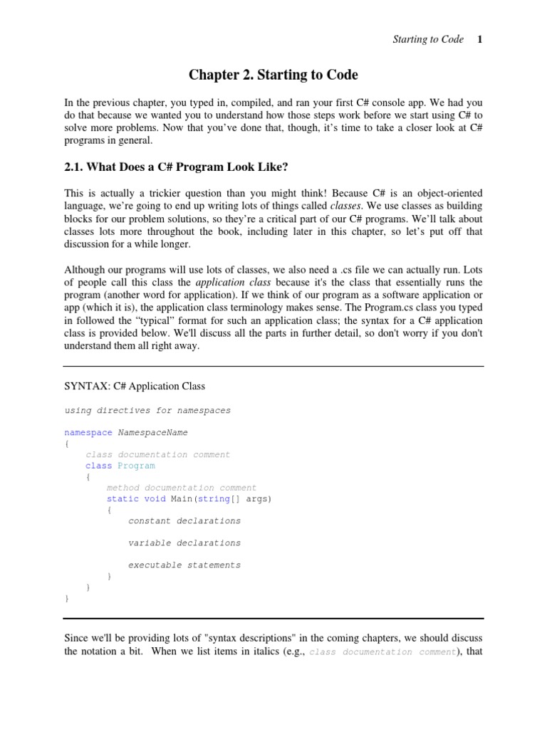 Understanding C# Application Classes | PDF