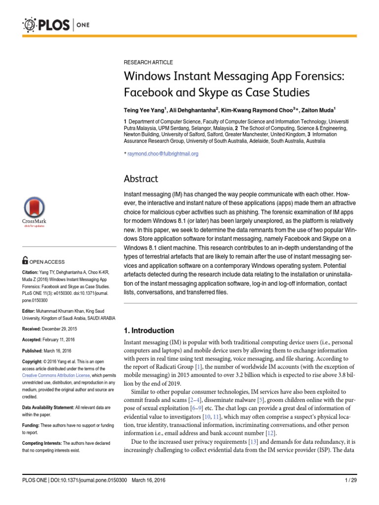 Facebook and Skype Forensics | PDF | Instant Messaging | Ios