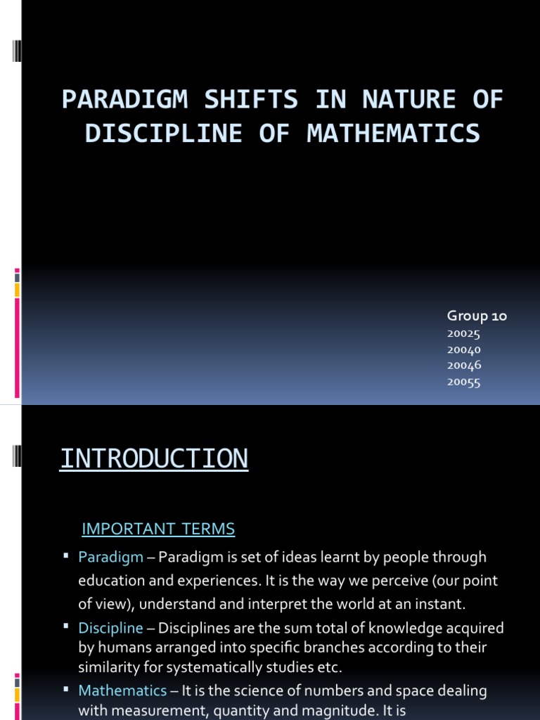 Paradigm Shifts in Mathematics Discipline | PDF | Science | Concept