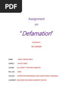 Assignment On Defamation